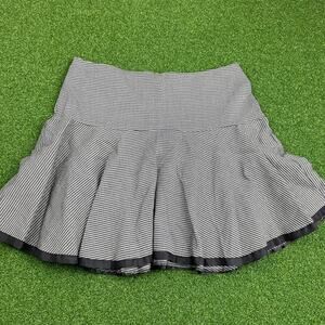 Vintage Y2K TOTO Black White Houndstooth School Pleated Skirt Sz 2XL